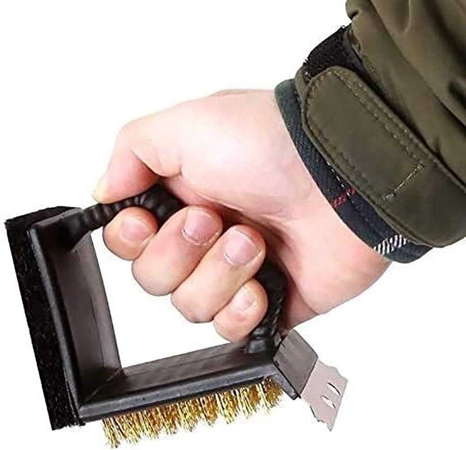 AIEIJJH 3-in-1 Barbecue Grill Cleaning Brush and Scraper Bbq Cleaner with Sponge Wire Bristle Bbq Grill Scrubber for Outdoor Grills Accessories