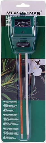 MEASUREMAN Probador de suelo 3 en 1 de humedadluzpH, kits de herramientas de jardinería para el cuidado de plantas, adecuado para interiores y