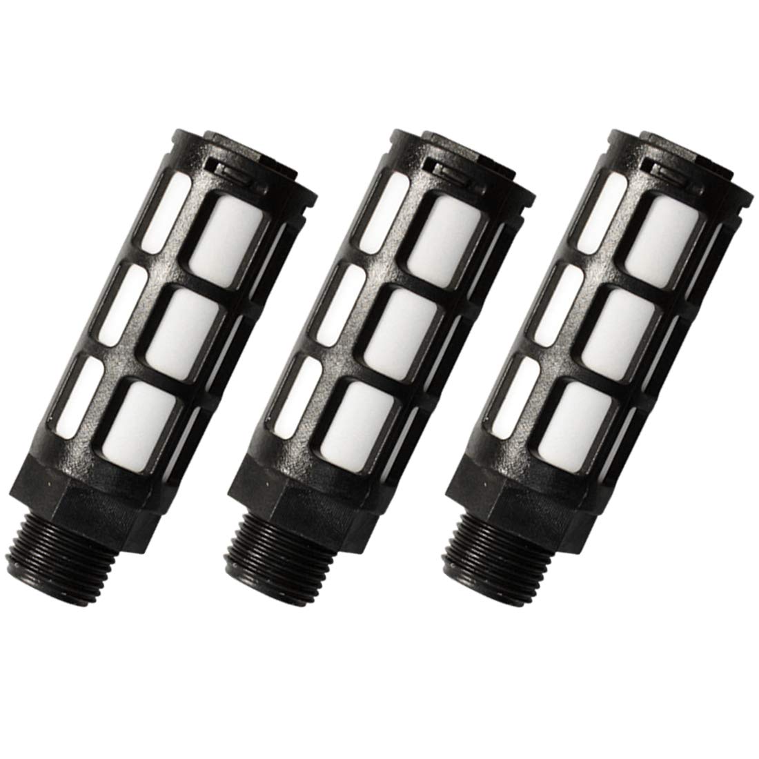 Quickun Plastic Exhaust Air Silencer, 1/2" Air Line Pneumatic Muffler Black Air Compressor Fitting (Pack of 3) — Amazon image 3