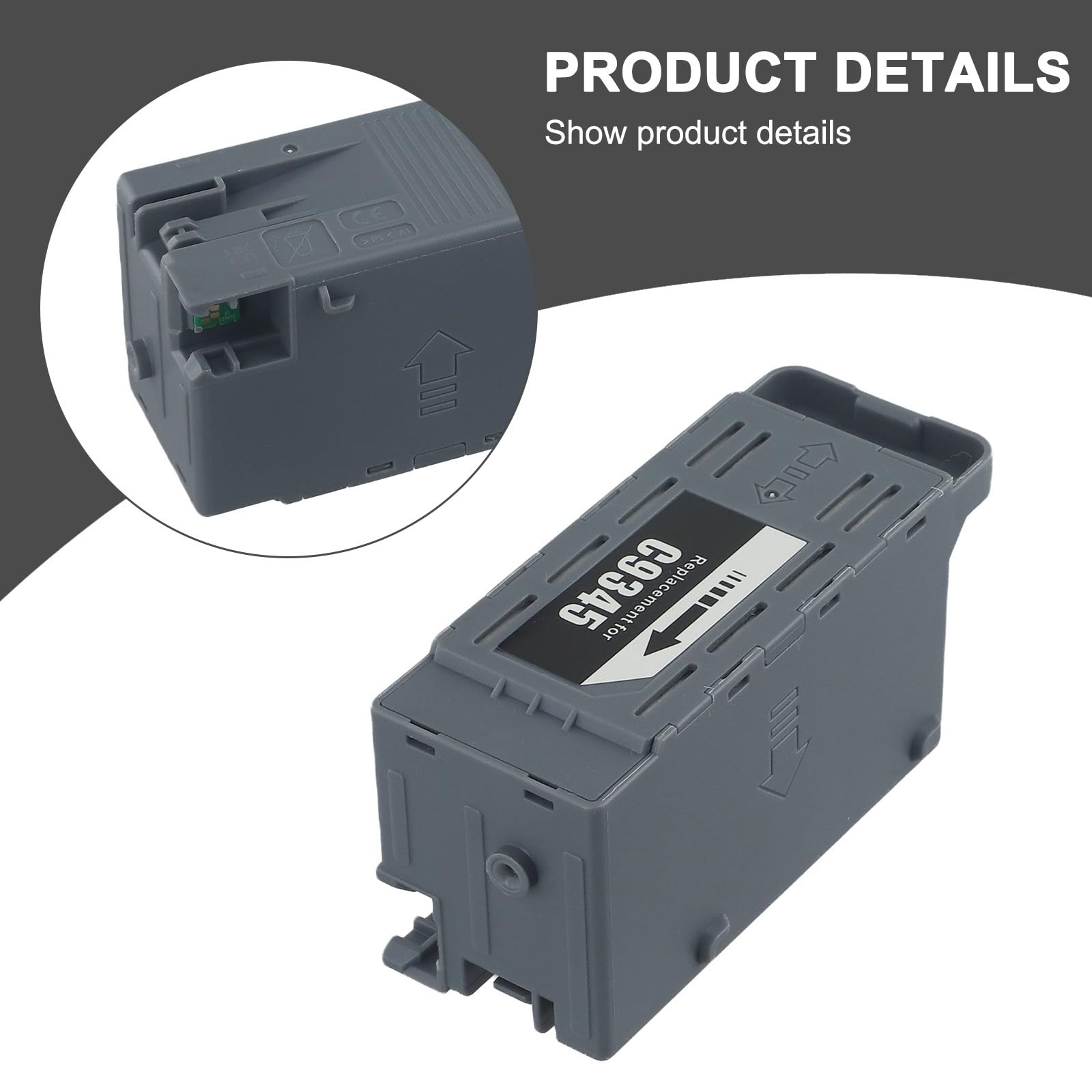 C9345 - Scatola di manutenzione per inchiostro di scarto per stampanti Et-5800/et-5850/et-5880/et-16600 Series Wf-7820/7830/7840 L15150/L15158/L15160/L15168, tampone in spugna grigio integrato, chip