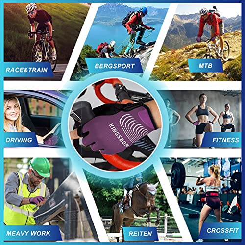 image for KINGSBOM Cycling Gloves, Shock-Absorbing Bike Gloves with Light Silico