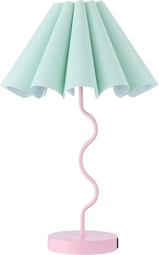 Lámpara de mesa para dormitorio, mesita de noche, moderno, verde, rosa, lámpara regulable para sala de estar, mesa auxiliar con puerto USB y salida