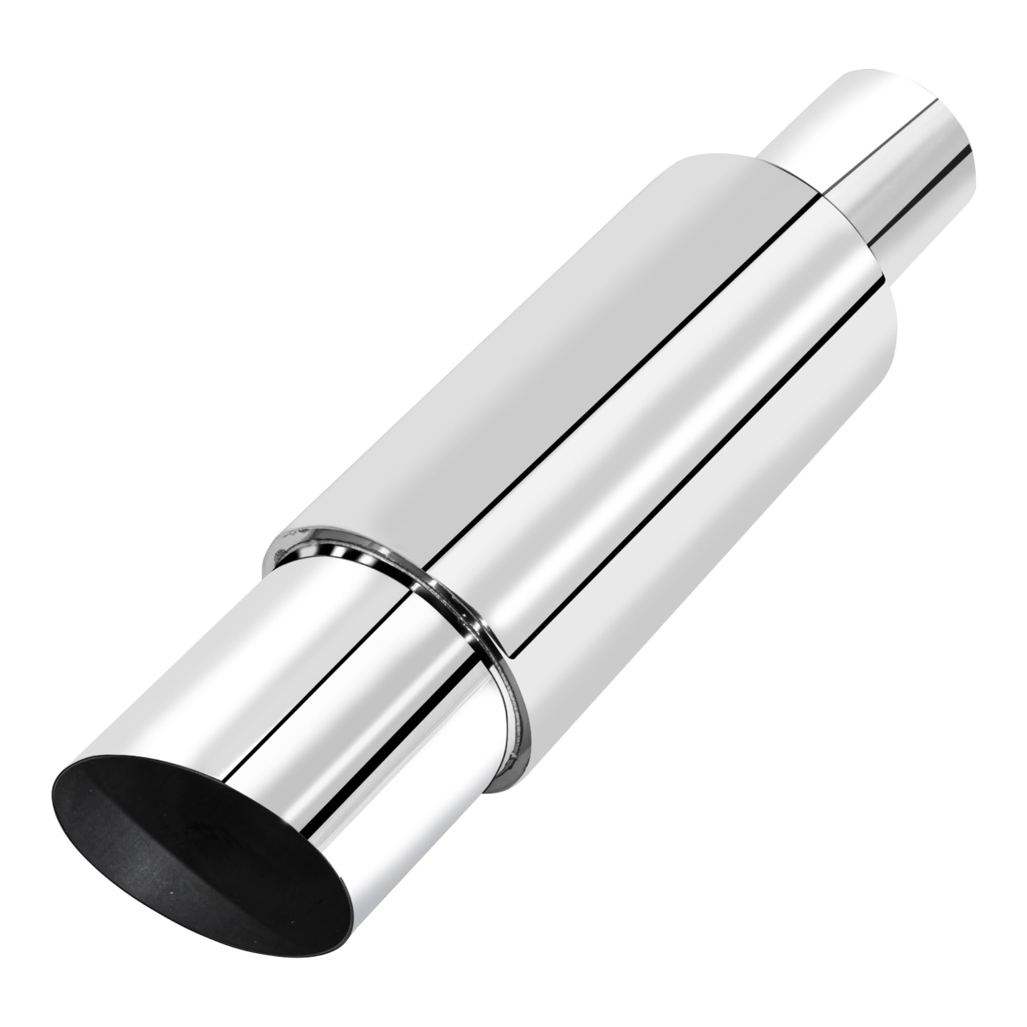 WEmak Winda Universal Car Exhaust Mufflers Stainless Steel Exhaust Tips Motorcycle Muffler Tips 15" Length ((Silver, 2.5'' Inlet 3.5'' Outlet)