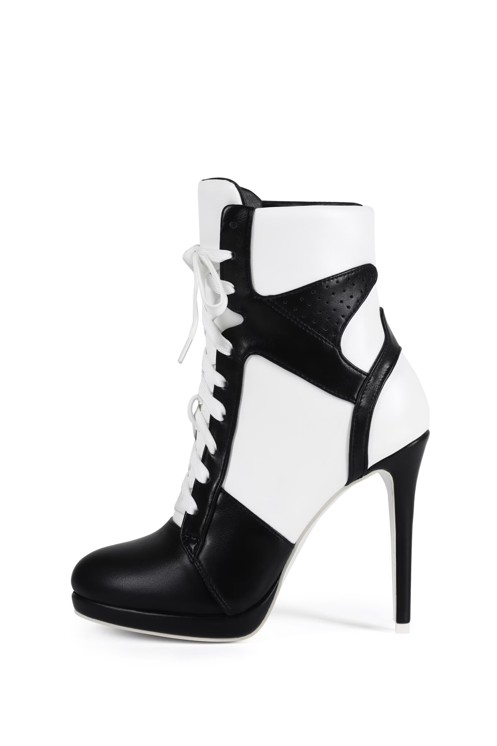 Frankie Hsu Stiletto sportowe buty do koszykówki na wysokim obcasie, czarno-białe tenisówki, duży rozmiar modne designerskie buty dla kobiet mężczyzn