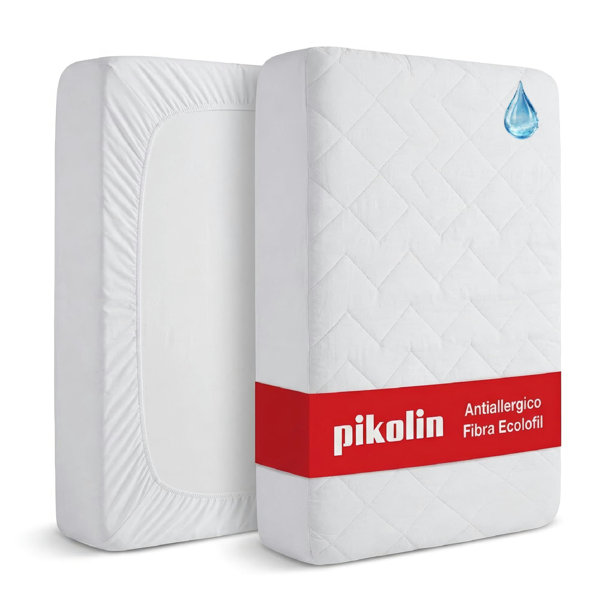 PIKOLIN - Coprimaterasso Matrimoniale Ipoallergenico in Cotone 100% | Traspirante e Confortevole | Tripla Barriera contro Acari e Batteri | Faldone Elastico 32 cm per un Riposo Ottimale | 150x196 cm
