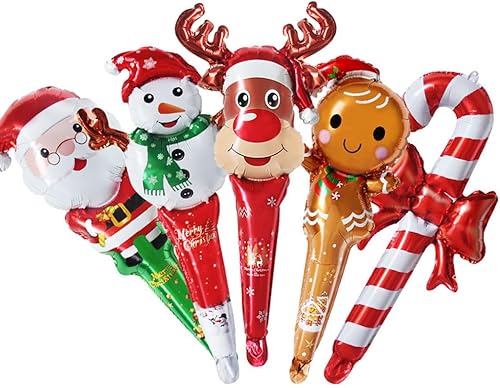 5 globos de Papá Noel, globos de papel de aluminio de Papá Noel para suministros de fiesta de Navidad, decoración de fiesta de cumpleaños
