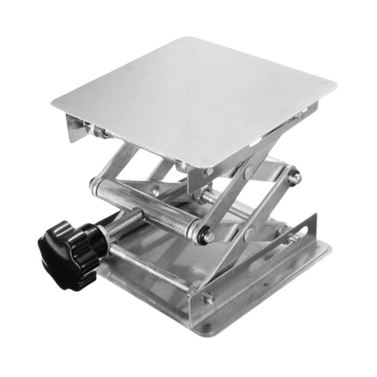 de Elevación Manual Soporte Elevador Mesa Tijera Regulador Altura Base Ajustable en Acero Inoxidable con Perilla Ergonómica Apta para Laboratorio Banco de Trabajo Investigación, 150 150mm