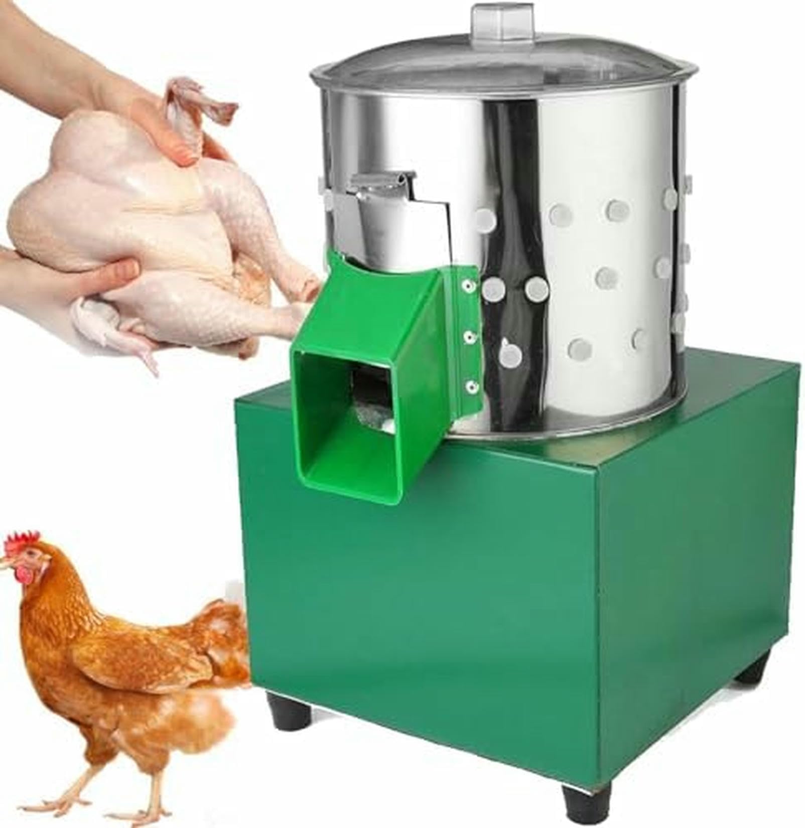 Peladora de pollos resistente para granjas con accesorios de escaldado