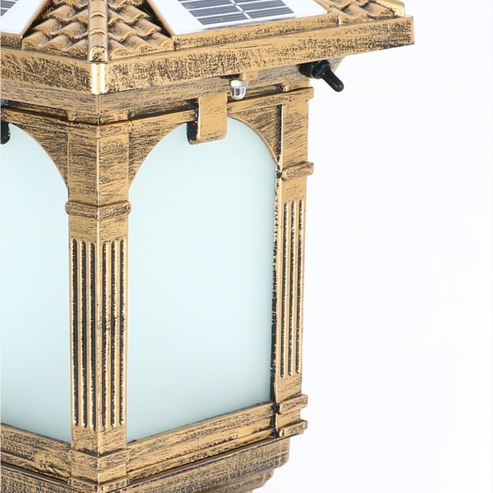 Lampy solarne na słupki, matowe, akrylowe, wodoodporne, zdalnie sterowane, na słupki, do ogrodu i na patio(Brass)