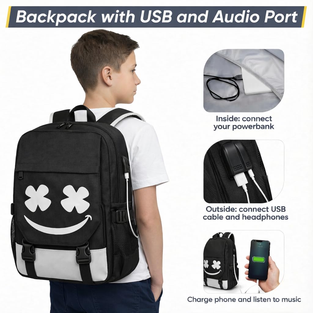 Zaino per la scuola 3 in 1, per ragazzi e ragazze, per la scuola, per ragazzi, per la scuola, riflettente, grande, impermeabile, set di borse a tracolla, astuccio e borsa a tracolla