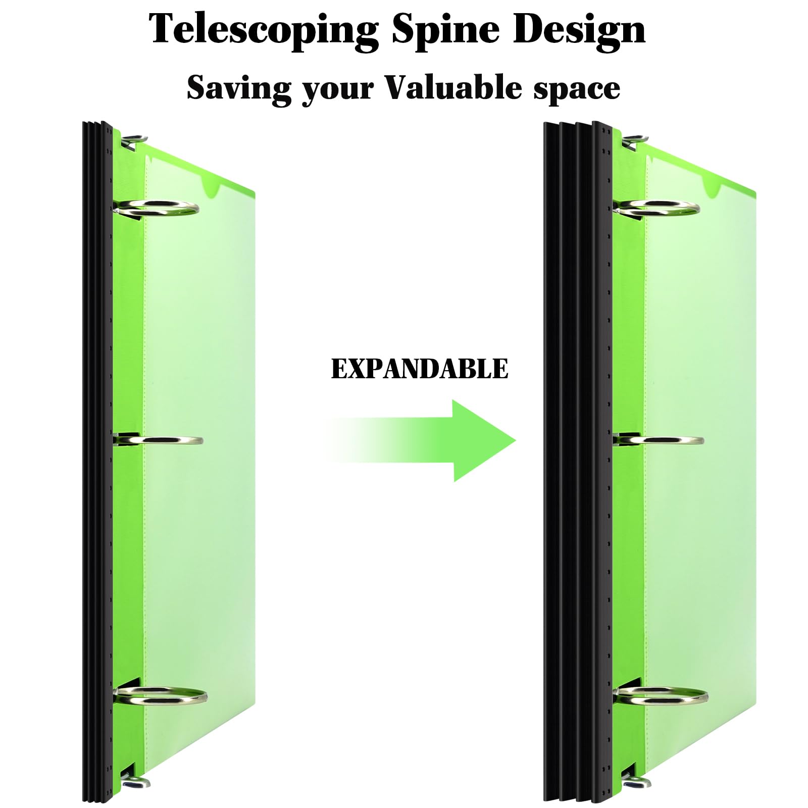 INFUN Raccoglitore telescopico a 3 anelli da 3,8 cm, confezione da 6, raccoglitore rotondo flessibile con copertina frontale personalizzabile e tasca trasparente per catalogo, capacità 370 fogli