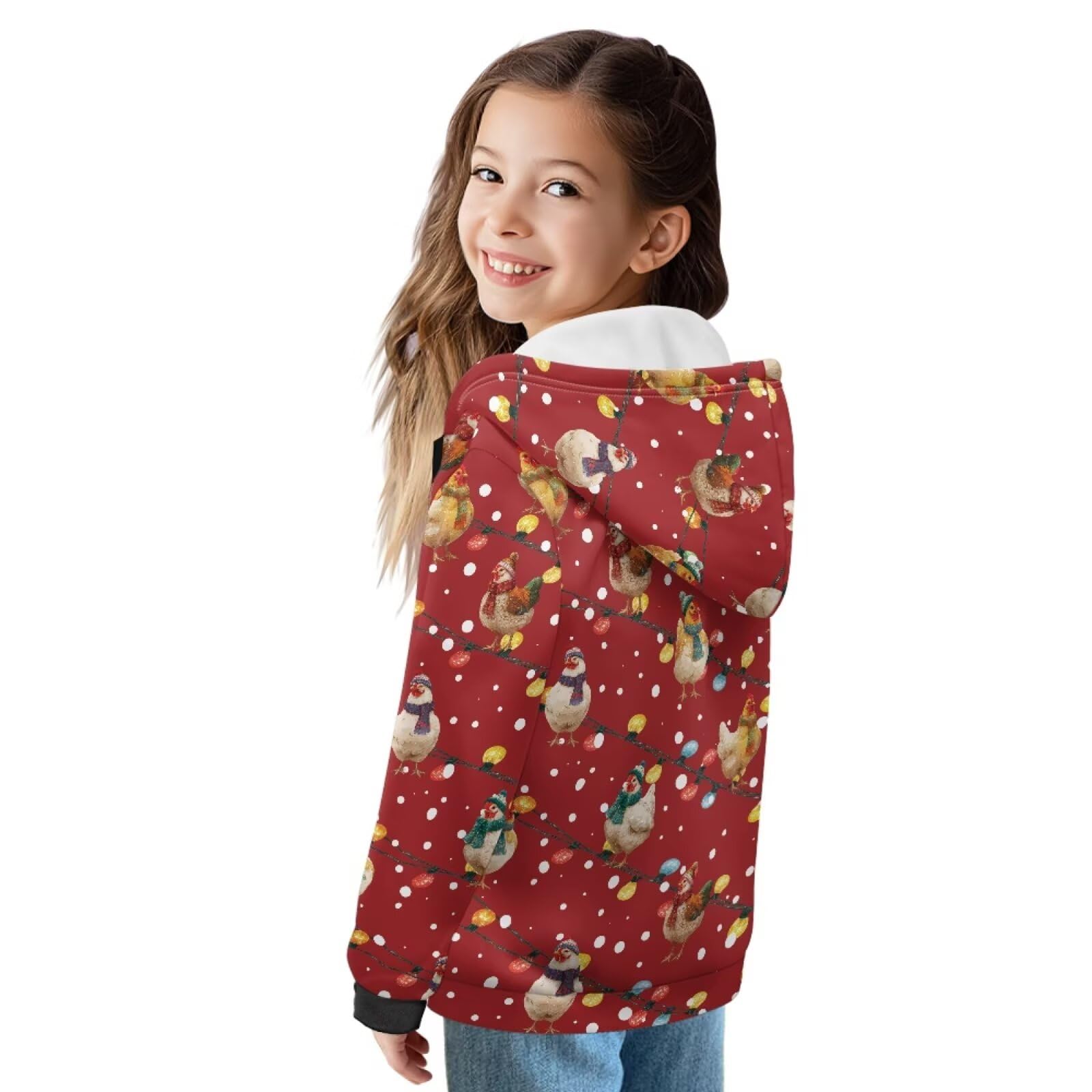 Xoenoiee Bluzy z kapturem z zamkiem błyskawicznym dla dziewcząt, chłopców, dzieci, miękka bluza z kieszenią, młodzieżowy sweter z długim rękawem, top 6-16 lat