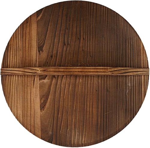 Tapa de madera para wok, cubierta antisalpicaduras para utensilios de cocina para el hogar, elegante cubierta de olla de madera con mango ergonómico
