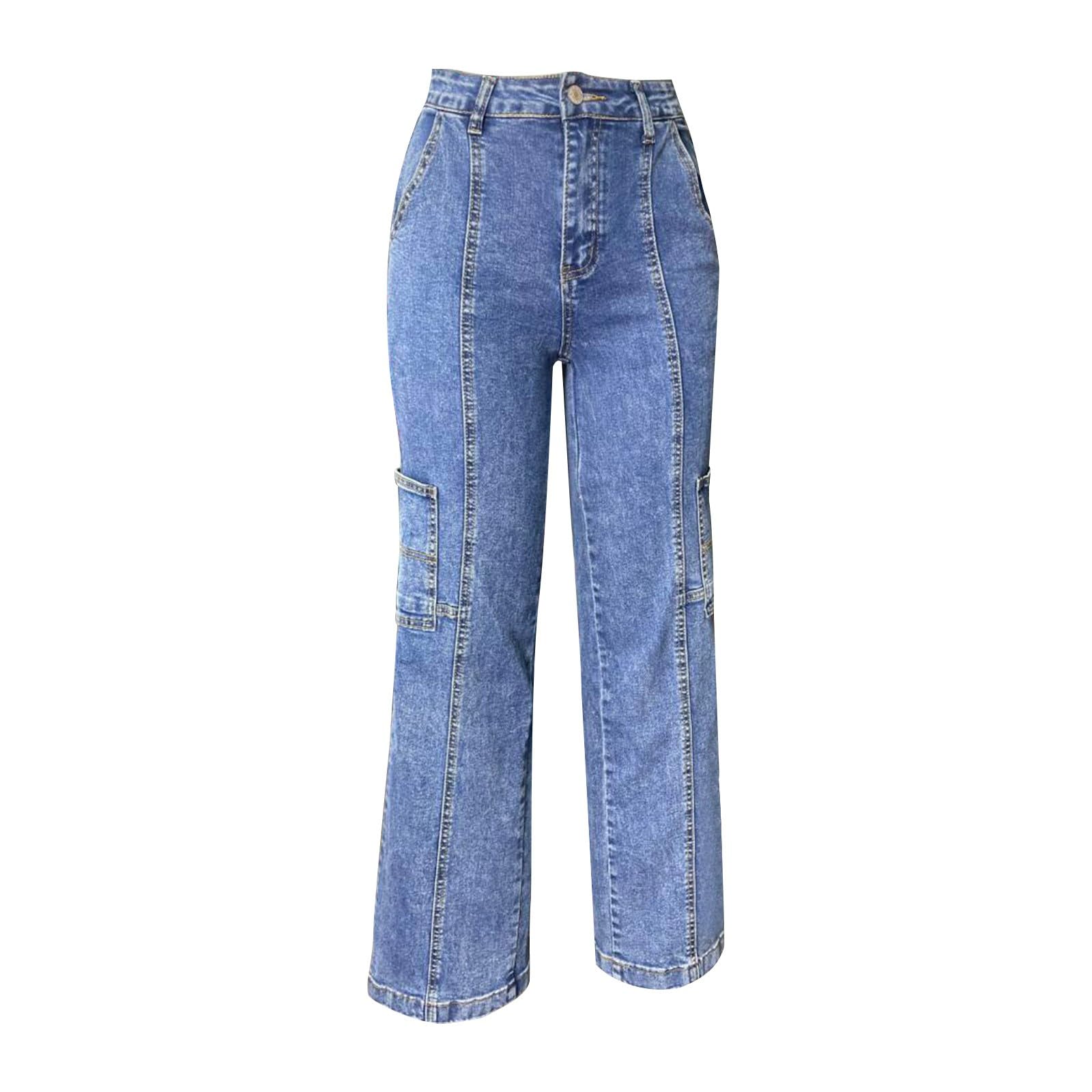 Jeans Donna Elasticizzati Gamba Dritta Jeans Baggy Leggeri Gamba Larga Pantaloni Denim Elasticizzati Curvy Larghi Comodi Pantaloni Vita Alta Casual Y2k Eleganti Pants Moda Tempo Libero Vintage