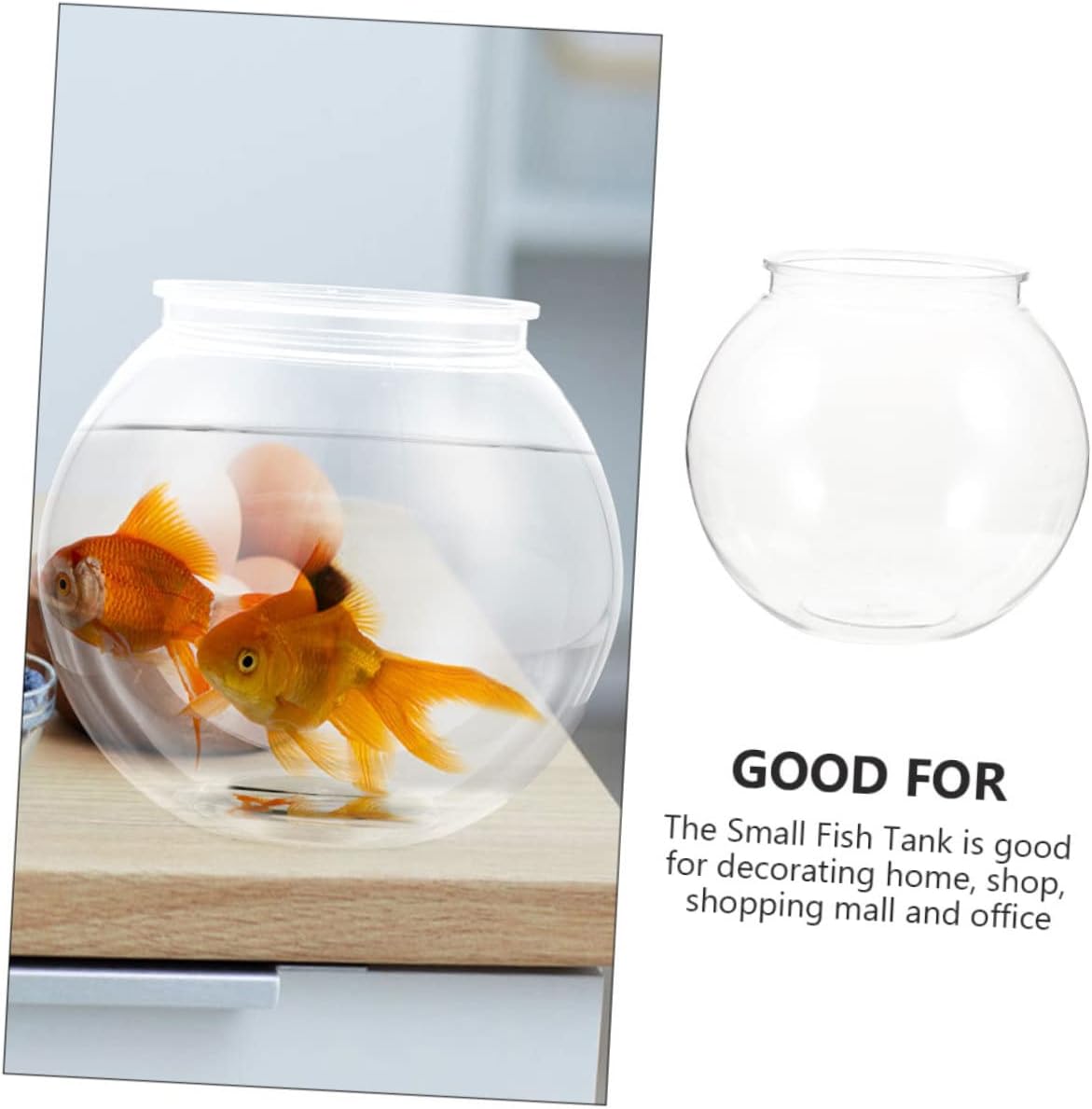 Housoutil Portable Round Plastic Fish Bowl for Home Decoration Multi-Functional Small Aquarium for Fish Shrimp and Plants and Stable Design for Desktop Use