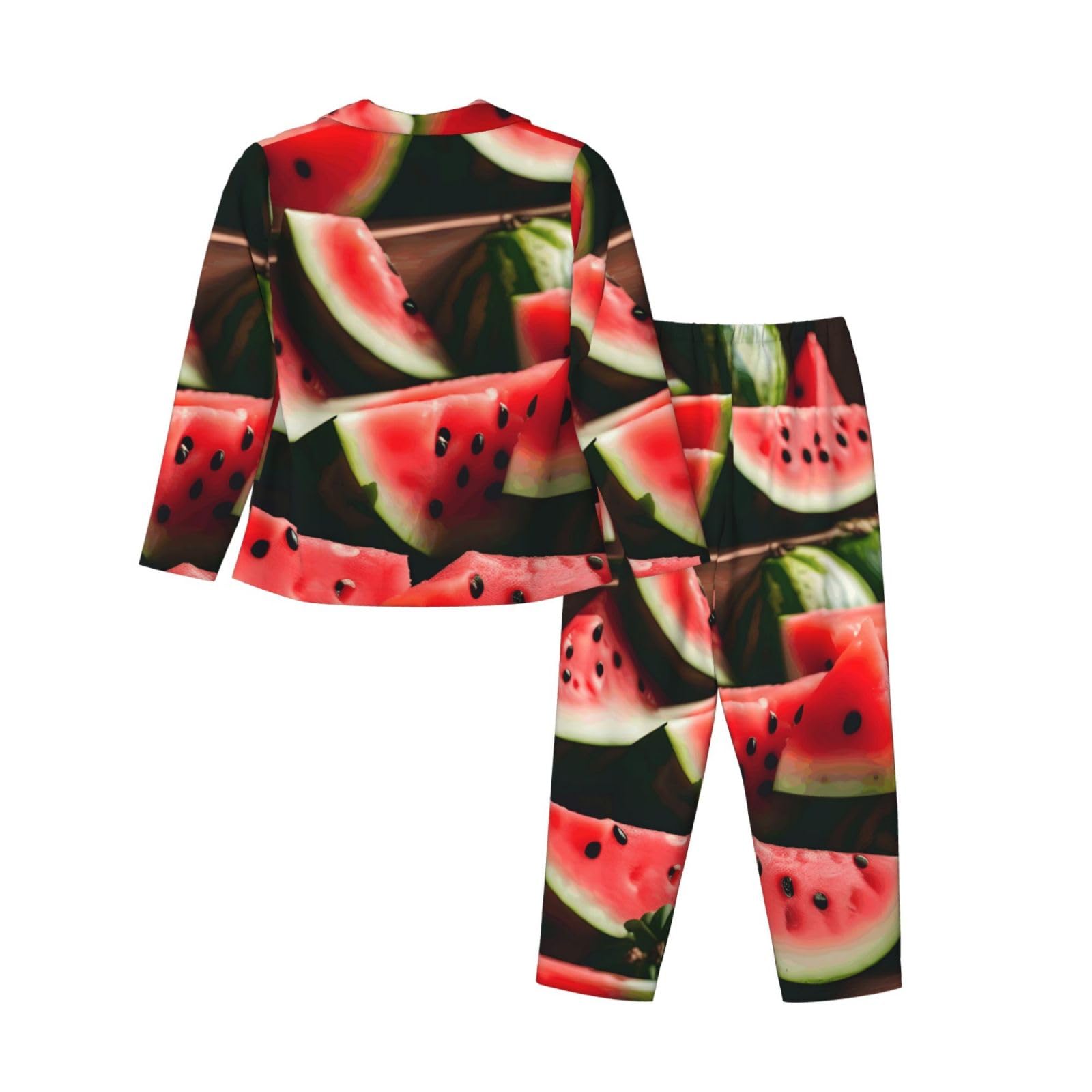 Anguria Frutta Fresco Stampa Delle Donne Manica Lunga Pigiama Set Lounge Sleepwear Accogliente Nightwear Loungewear Tutti i Giorni