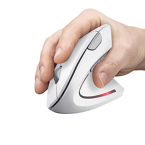 Verto Mouse Verticale Wireless, Mouse Ergonomico senza Filo, Ridurre la Tensione del Braccio e del Polso, 800-1600 DPI, 6 Pulsanti, PC, Computer, Portatile, Mac, Batterie Incluse - Bianco - Mouse gaming - Immagine 7