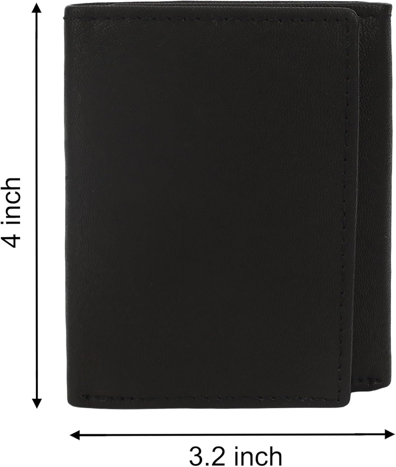 Leatherboss Leather Boys Slim Compact Flap Id and Coin Pocket Trifold Wallet for men women, Black - Image 2