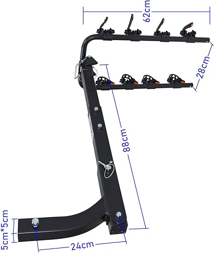 Miniatura 3 de HTTMT - Soporte de enganche para 4 portabicicletas con receptor de 2 pulgadas para coche, camión, SUV, transporte PNET-TOOL045-B-NEGRO
