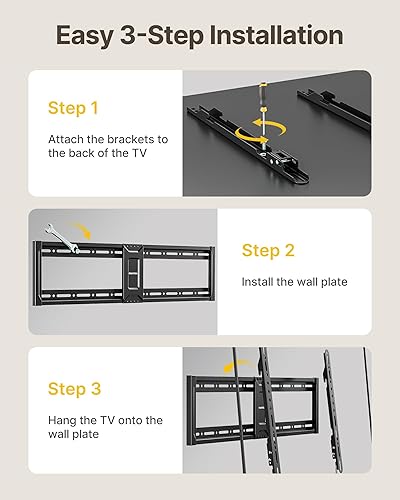 Miniatura 8 de monTEK Soporte de pared fijo resistente para televisores de 43 a 95 pulgadas, soporte ultra delgado de perfil bajo de 1.1 pulgadas, capacidad de 200