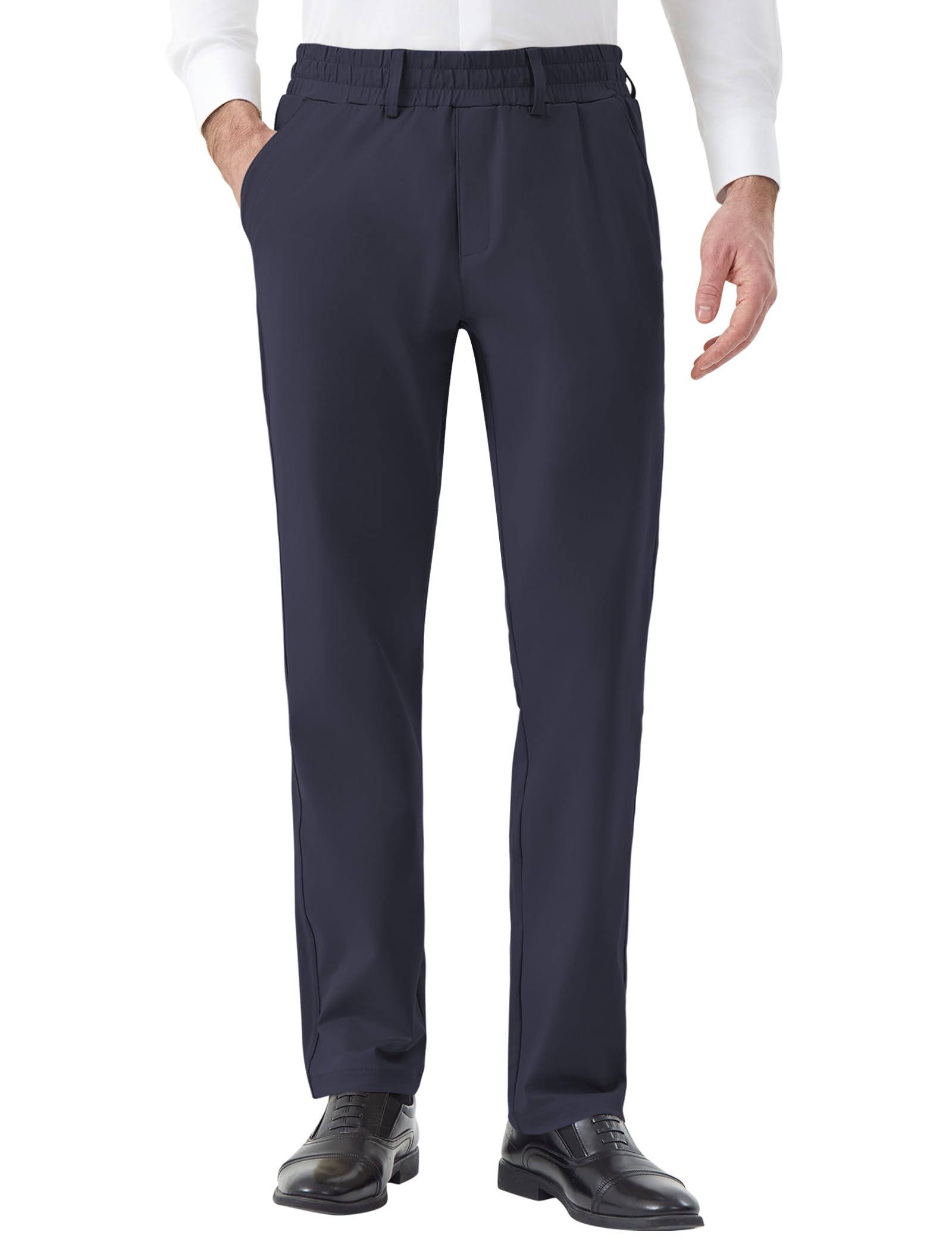 Mens Elastic Waist Pants for Senior Magnetic Closure Casual Dress Pants