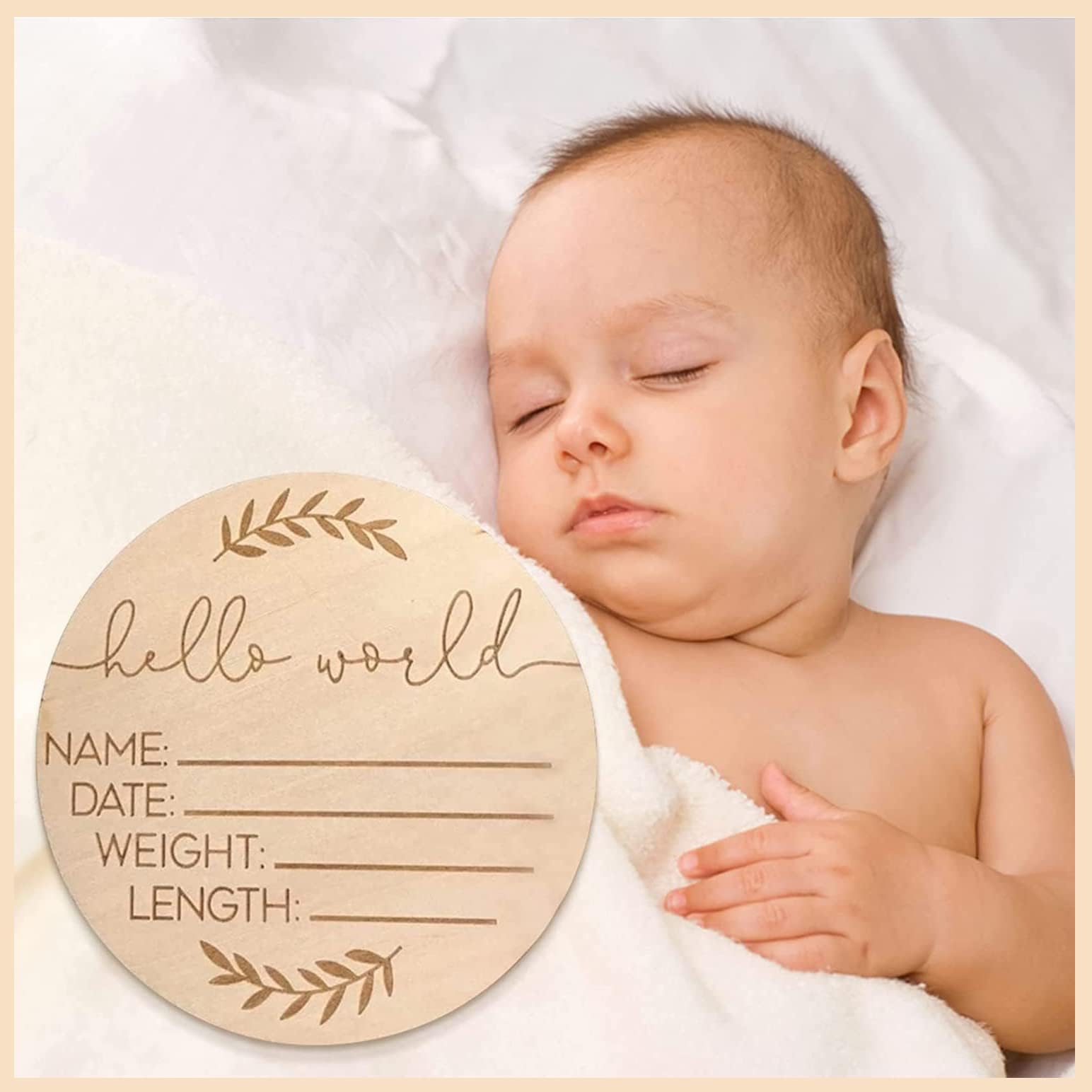 Wooden birth announcement sign, baby announcement sign, Hello World newborn sign, photo props, nursery baby name announcement sign