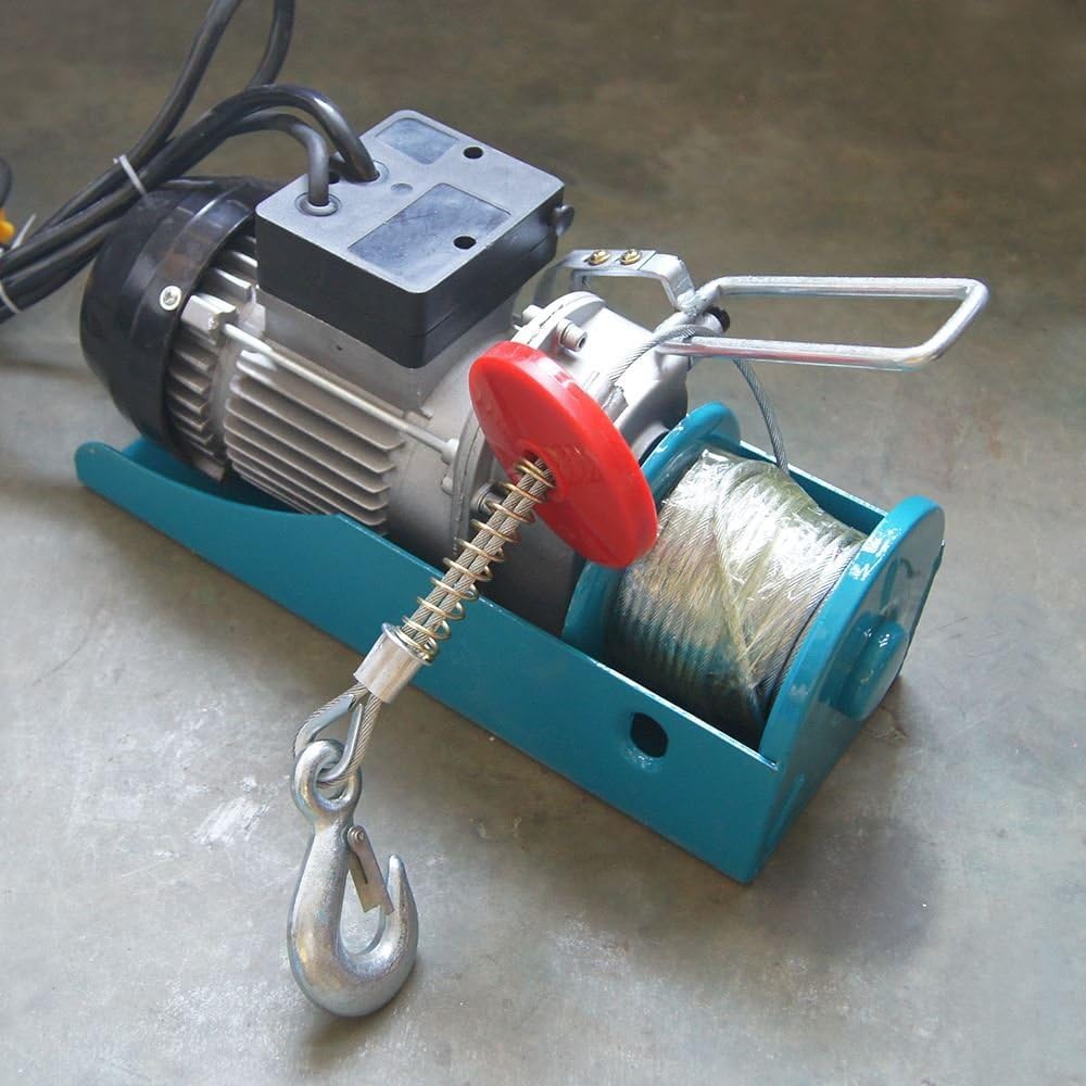 KATSU Polipasto eléctrico 400KG 1000W Cabrestante eléctrico con 18M Alambre de Acero y Control Remoto, Grúa de Elevación Eléctrico para Garaje, Tienda de Automóviles, Elevador de Techo