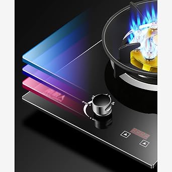 Gas Hob Built-In Gas Cooktop 5.2Kw Glass Cooker Hob 1 Burner, With Zinc Alloy Knob & Flame Failure Protection E NG C LPG