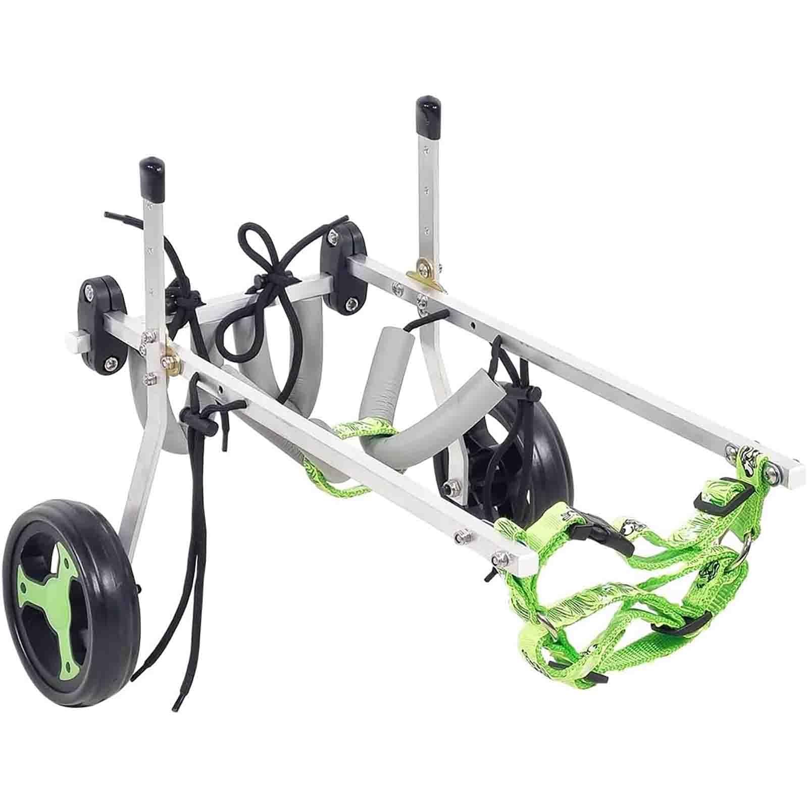 Silla de ruedas para mascotas con soporte de dos ruedas, ayuda para la movilidad de las patas traseras, arnés ajustable de aleación de aluminio, para mascotas mayores o lesionadas, 40,5 cm