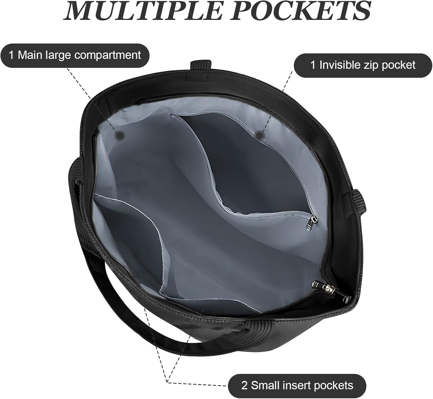 WITERY Corduroy Tote Bag for Women - Casual Zipper Closure Large Hobo Bag with Inner Pockets, Ladies Corduroy Handbags Purse - Image 6