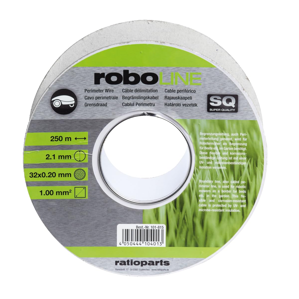 Ratioparts Cable de límite para cortacésped robótico, diámetro 2,1 mm x 250 m (diámetro del Cable 1 mm²)