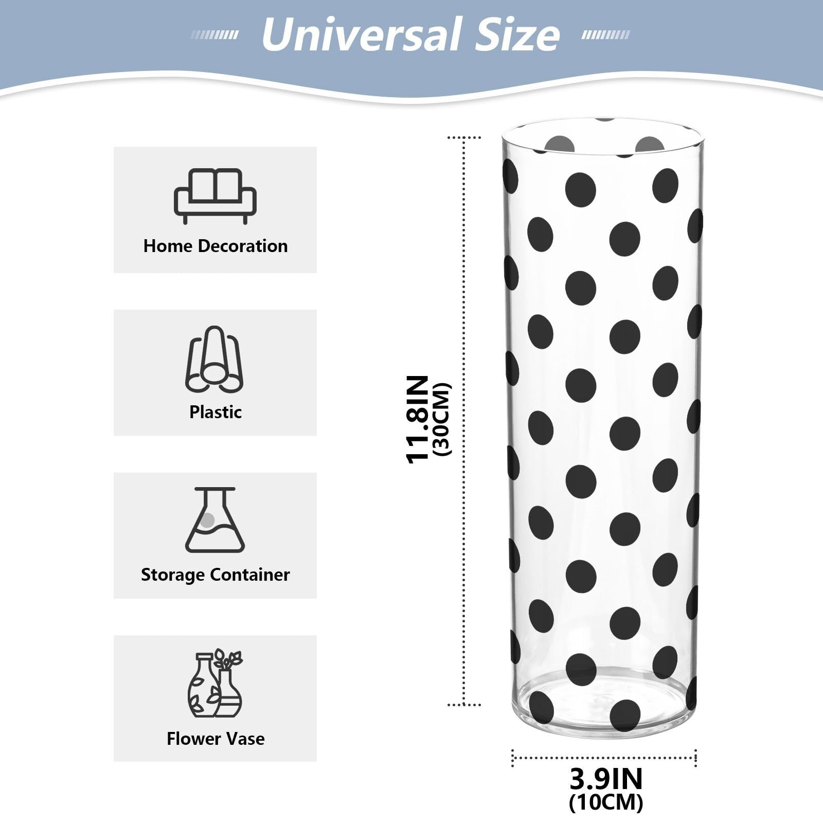 Amazon.com: ALAZA Polka Dot Black on White Vase for Flowers 3.9