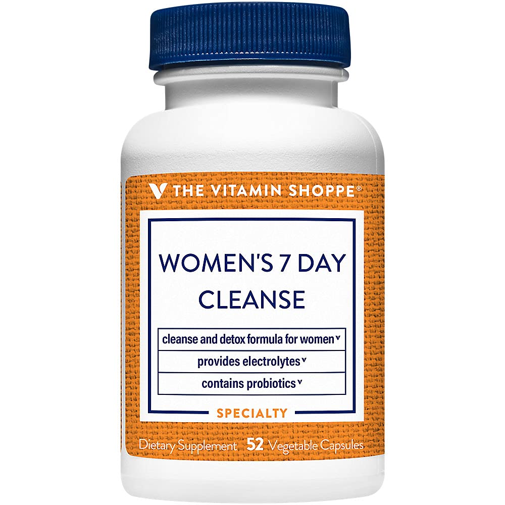 The Vitamin Shoppe Women's 7-Day Cleanse - Detox Formula | with Probiotics & Electrolytes | 52 Vegetable Capsules | Gentle Wellness