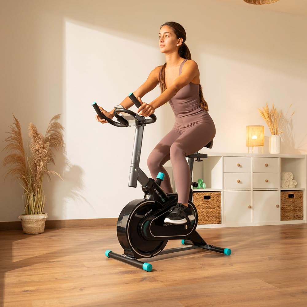 Cecotec Cyclette da Casa Drumfit Indoor 4000 Magnetic Connected | Volano d'Inerzia Da 4 kg, Resistenza Regolabile Manualmente, Regolazione Resistenza Automatica per Percorso, Dispositivi
