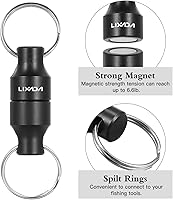 Vista 4 de LIXADA Soporte de liberación de red magnética para pesca Zinger Retractores de red de pesca con mosca, clip magnético, conector de red de aterrizaje