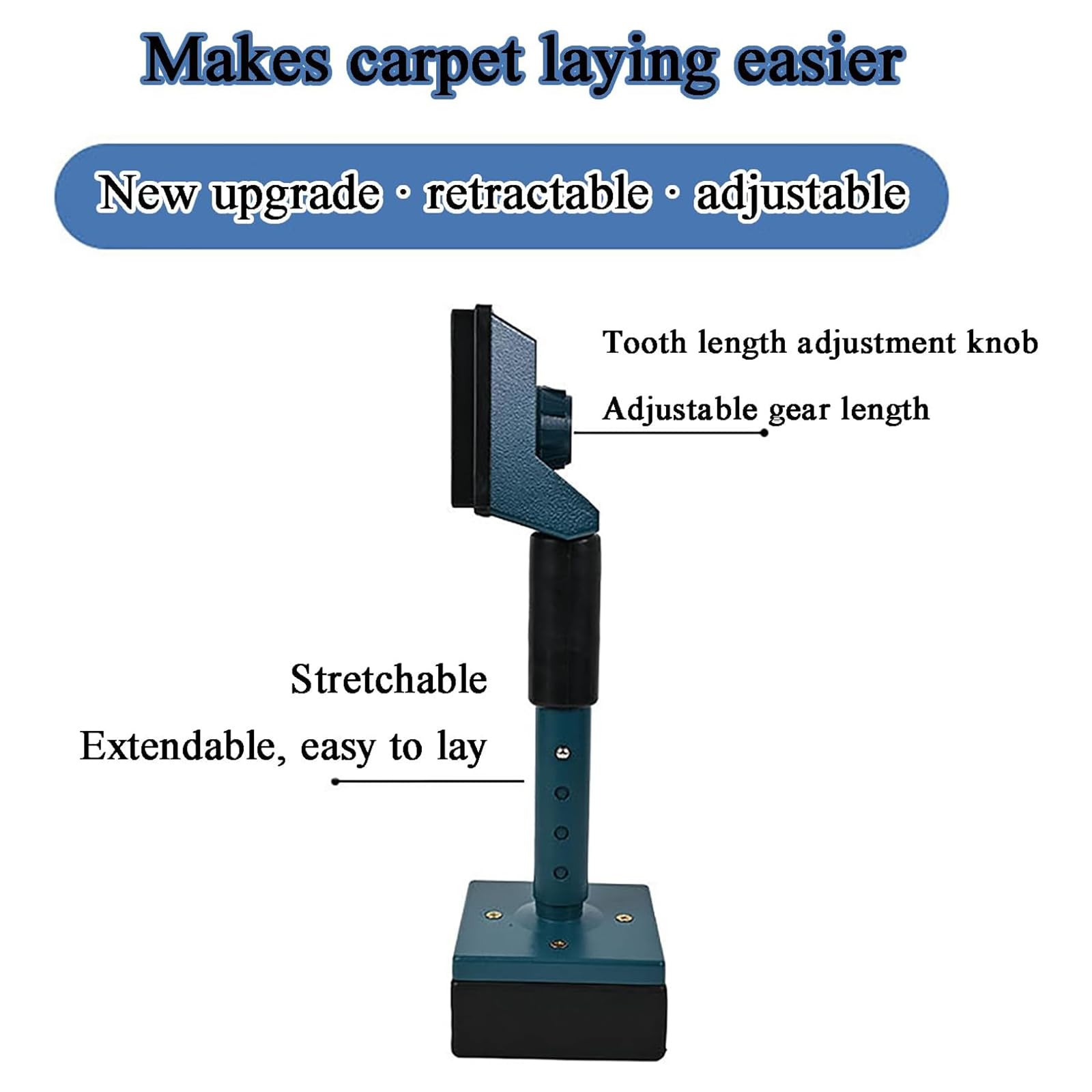 Knee Kicker Carpet Stretcher,Kit D'installation D'outils De Tapis,Longueur De L'engrenage 7 Vitesses Réglable,Poignée Réglable,pour Le Commerce À Domicile