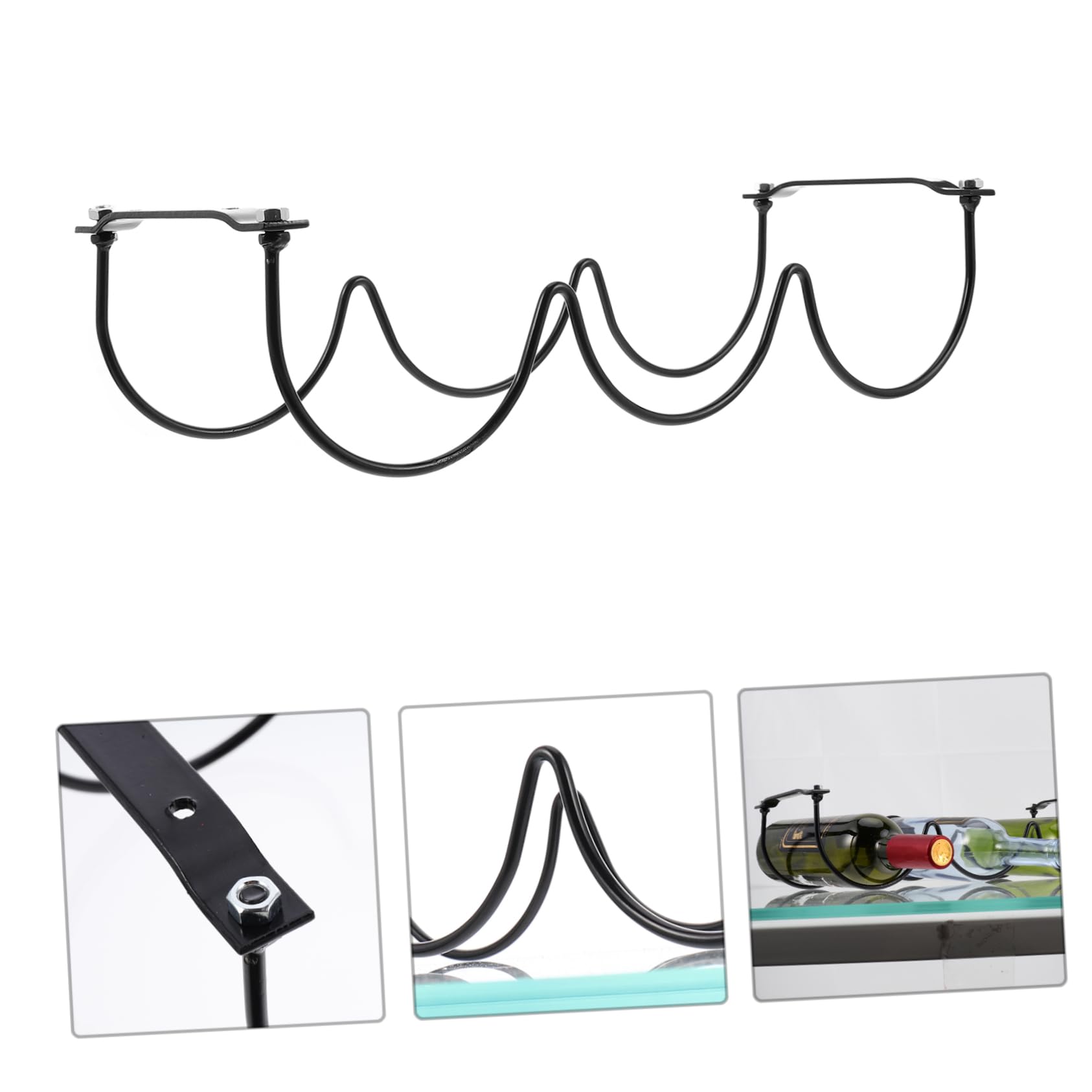 OKUMEYR 2pcs Wine Rack Display Stand Sturdy Wrought Iron Wine Bottle Storage Organizer for Countertop Elegant Black for Home Bar Restaurant Use