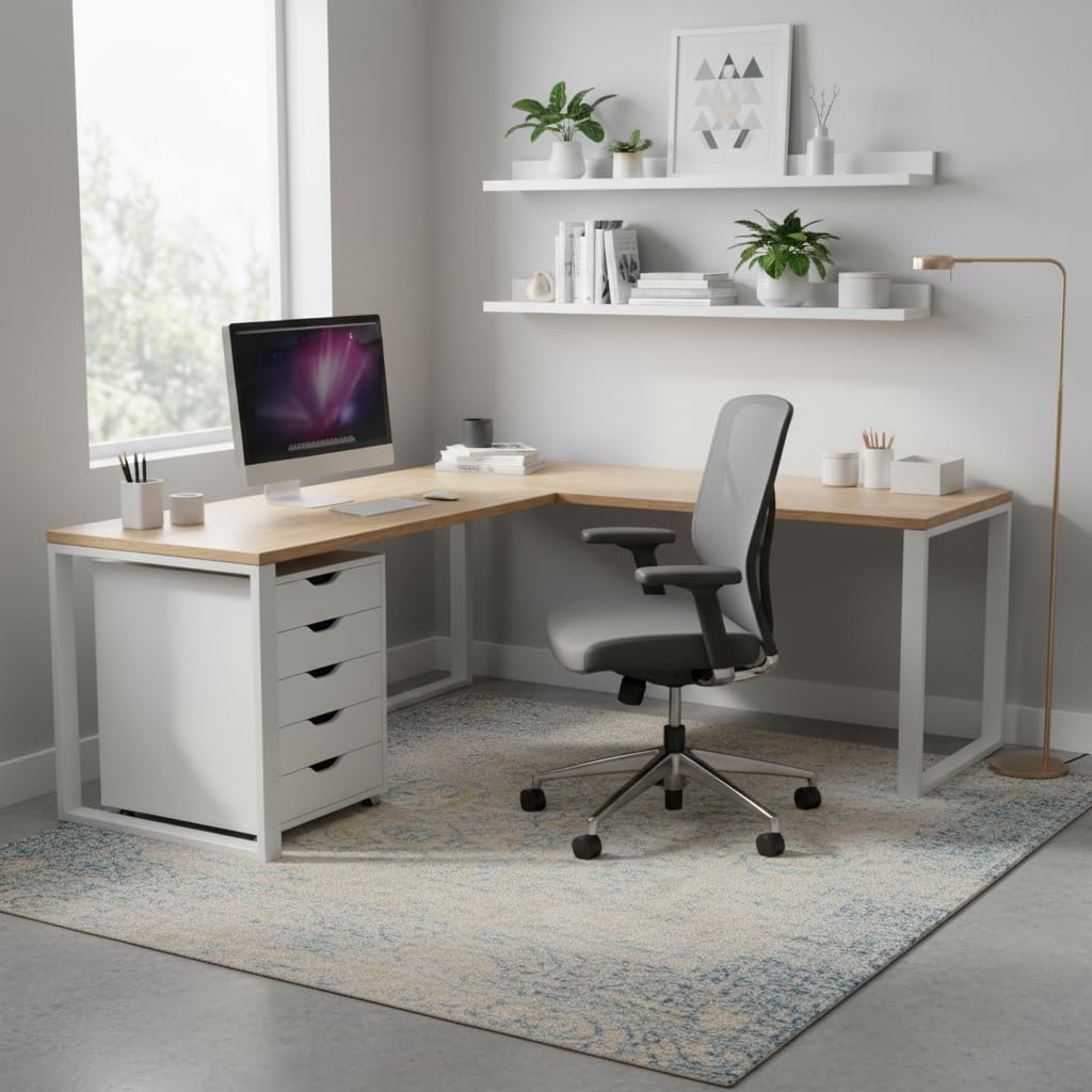 leomark Cajonera movil con Ruedas 5 cajones Mueble Oficina Escritorio almacenaje Documentos Accesorios Organizador despacho Estudio casa Robusto practico MDF Blanco Altura 64 cm Compacto Moderno