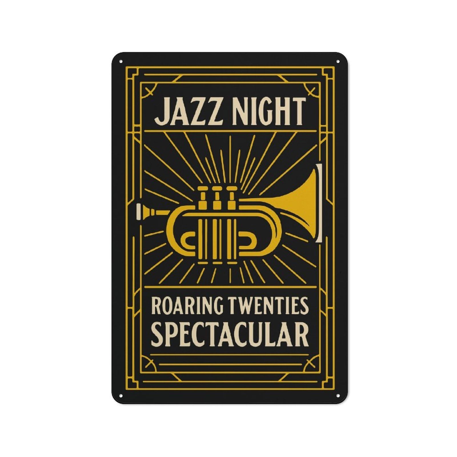 Junmoney Style-23 For Café Or Restaurant, Jazz Night Roaring Twenties Spectacular Retro Metal Sign 30X20cm, Gift For Café Owners And Decorators During The Christmas Season