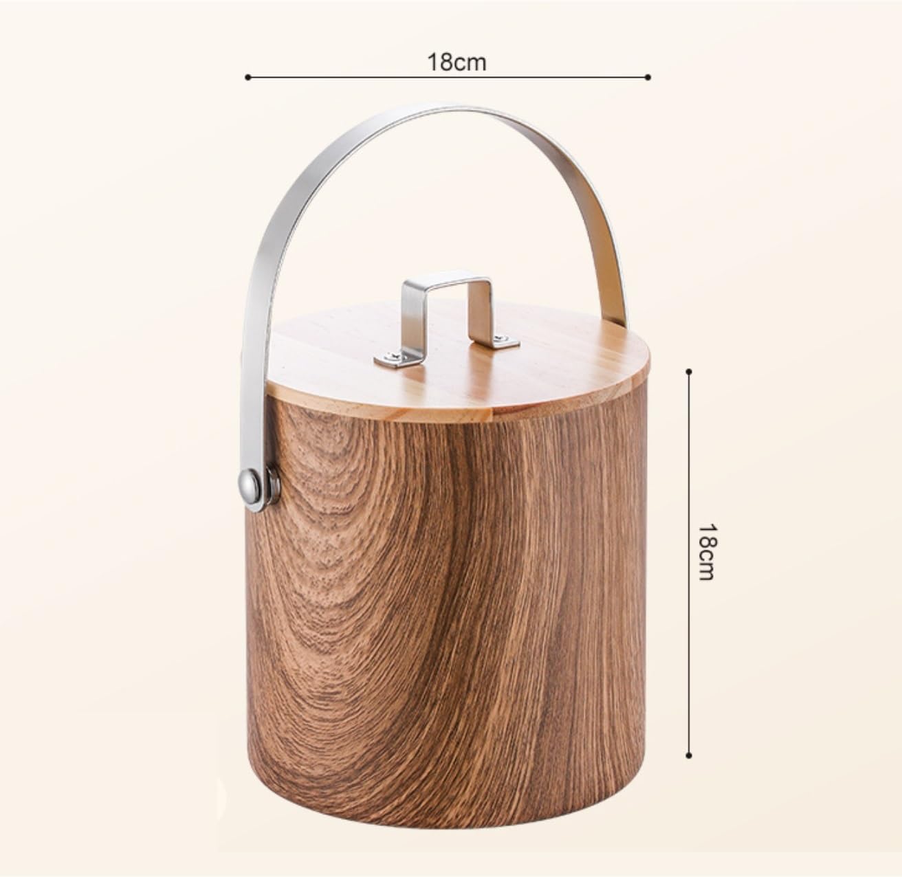 Cubitera Cubo De Hielo con Pinza For Tapa, Acero Inoxidable, For Bebidas, Ideal For Eventos Al Aire Libre Bar Accessories(Bruin,18X18CM)