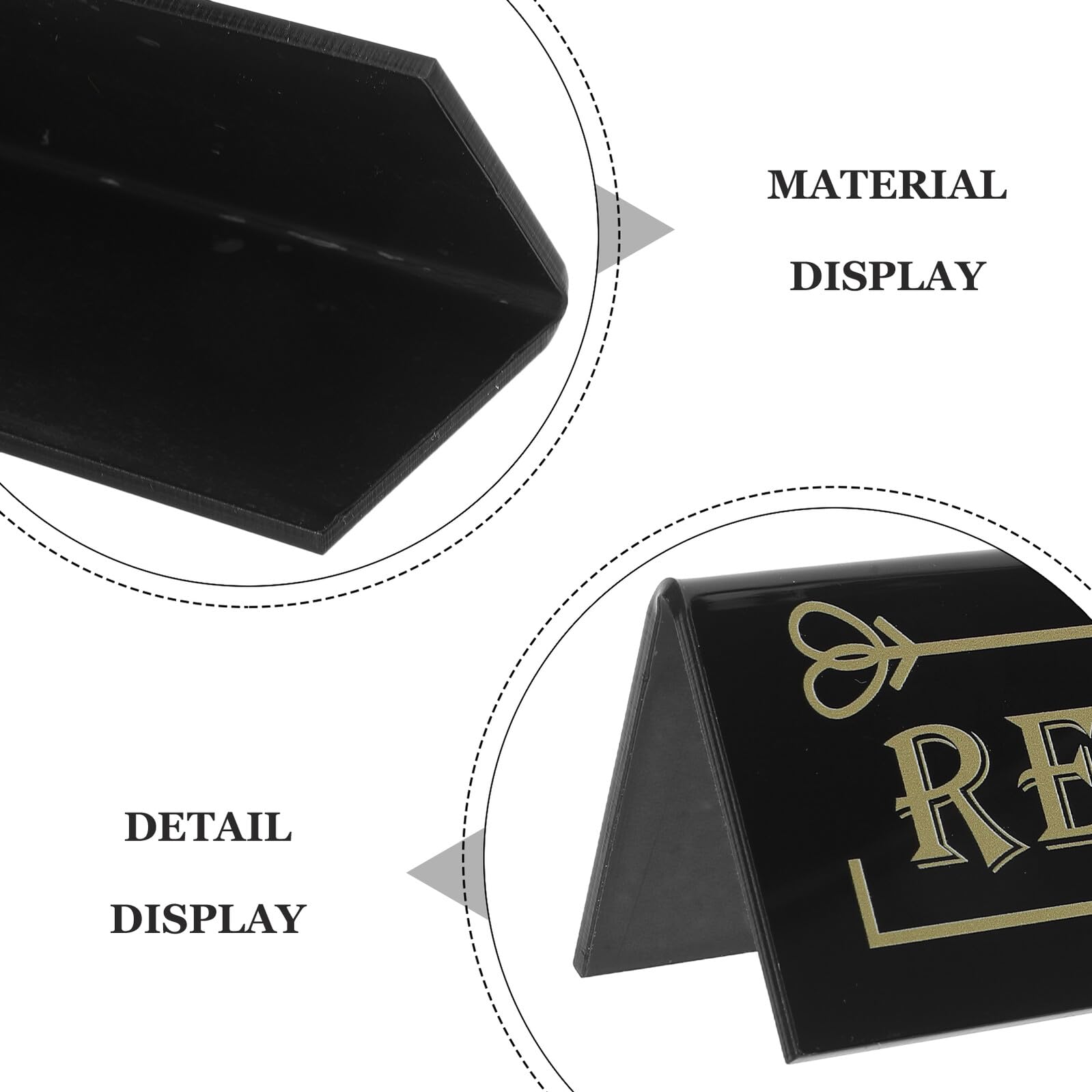 Beaupretty 10 Carteles Acrílicos de Mesa Reservada Negros para Restaurante, Bodas y Eventos, Señalización Doble Cara Reutilizable para Banquetes y Recepciones, Marcadores de Asiento