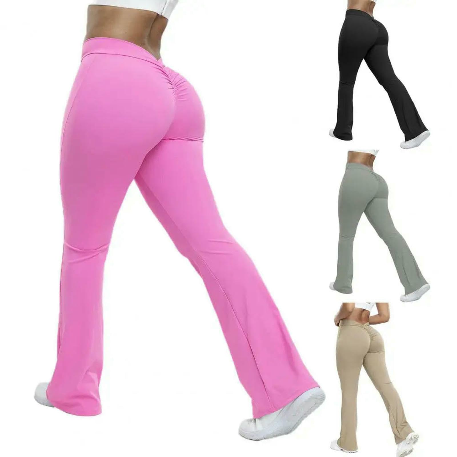 Legginsy dla kobiet UK joga rozkloszowane fitness push up wysoka talia szerokie nogawki bezszwowe spodnie treningowe siłownia elastyczne rajstopy ćwiczenia spodnie sportowe, Mleczny biały, XL