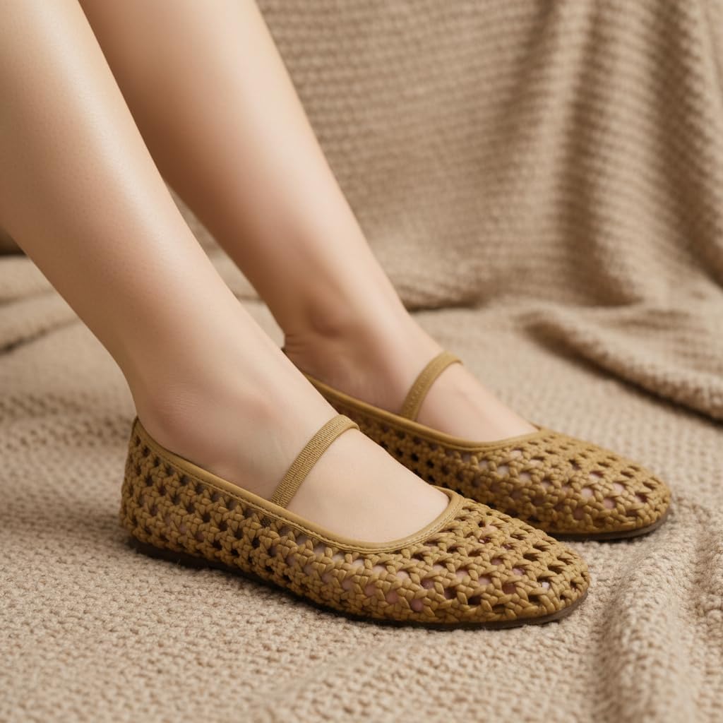 CUSHIONAIRE Weavy Squared Toe Woven Ballet Flats Shoes for Women with Memory Foam | Comfortable Mary Jane Flats for Women with Breathable Mesh Design | Wide Widths Available - Image 8