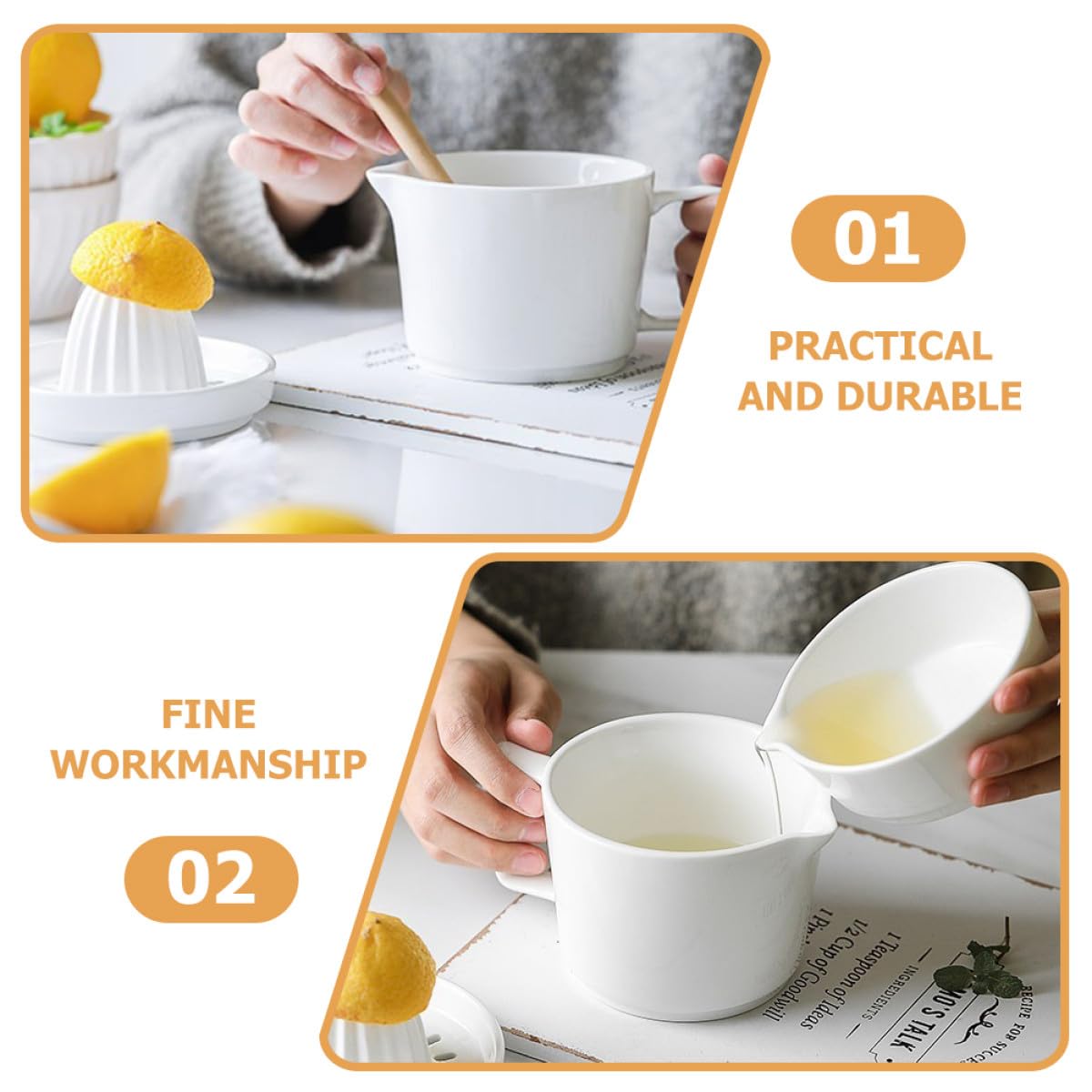 Exprimidor Manual de Cerámica para Frutas Grandes, Taza Exprimidora para Jugo de Naranja y Limón, Exprimidor de Jugo de Mano Práctico para Cocina Doméstica y Bar