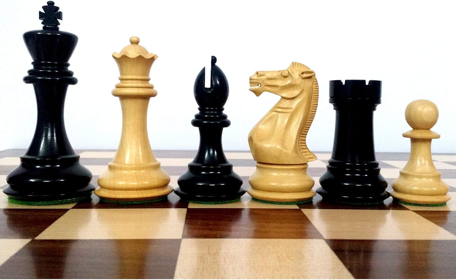 Pro Staunton - Set di pezzi per scacchi, 10,4 cm, in legno ebanizzato zavorrato, 4 regine