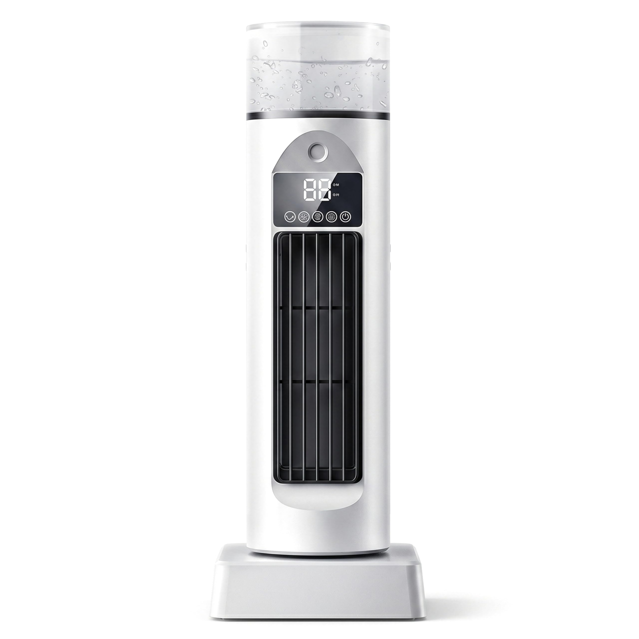 Ventilatore Torre di Raffreddamento, Ventilatore da Tavolo Oscillante Senza Pale a 6 Velocità con Umidificatore e Timer 6 Ore per Dormitorio Home Office, Bianco, 13, ×4, 7 Pollici Freddo per Vent