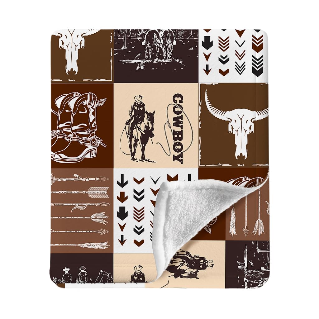 Western Blanket, Western Decor for Nursery Room, Baby Blankets for Boys Girls, Cowboy Baby Blankets, Western Baby Stuff, Soft Warm Lightweight Nursery