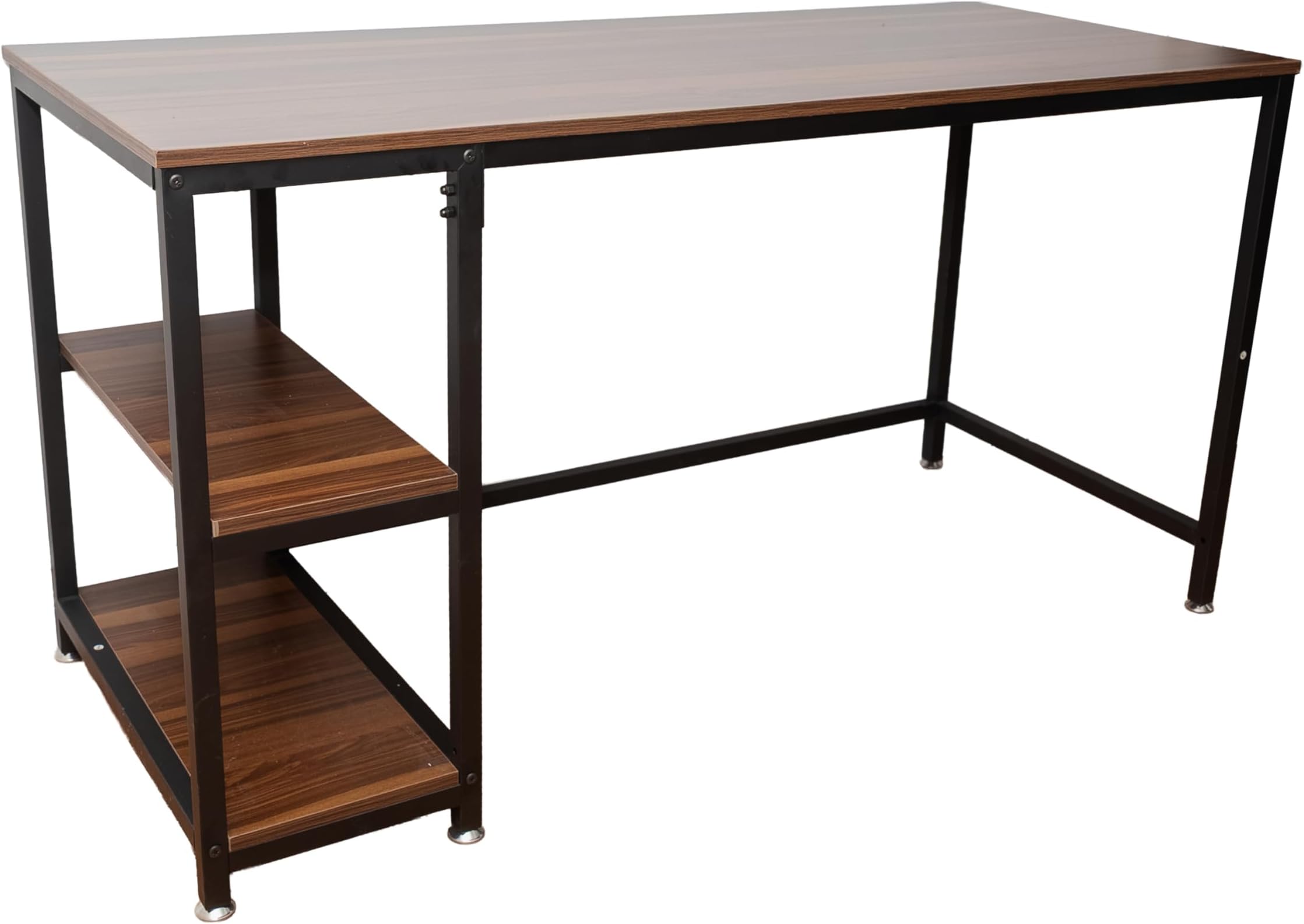 - Modern & Industrial Computer Desk, Home Office Desk with Storage Shelves, Wood Study Writing Table for Bedroom, Living Room, Dark Brown, 55 Inch