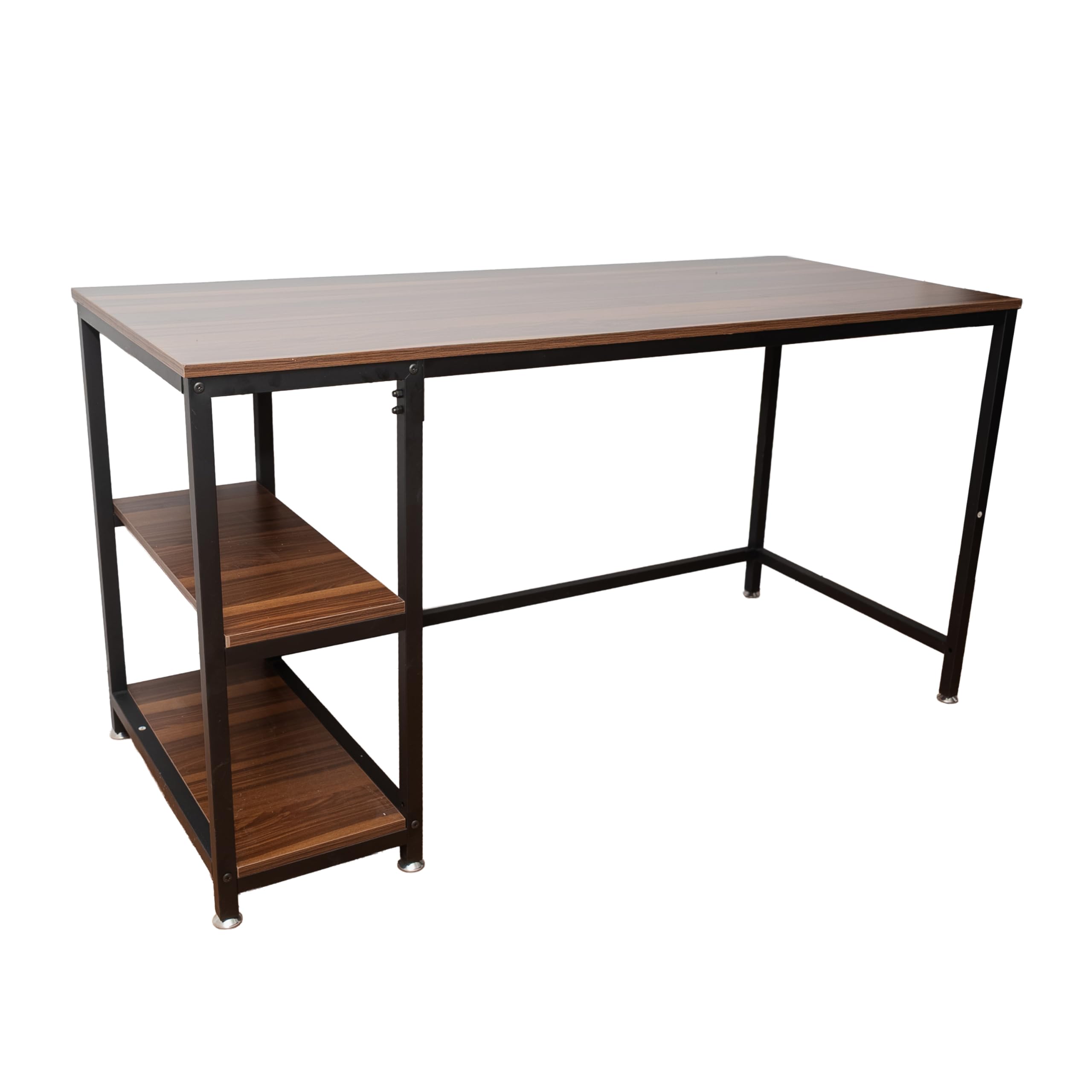 - Modern & Industrial Computer Desk, Home Office Desk with Storage Shelves, Wood Study Writing Table for Bedroom, Living Room, Dark Brown, 55 Inch