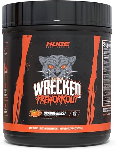 Huge Supplements Preentrenamiento destrozado, fórmula avanzada, aumenta la energía, la concentración, las bombas y el rendimiento, 0.35 oz de